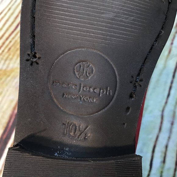 Marc Joseph Kids Leather Gold Star Royal Red Moc Toe Dress Loafers Size 10.5 - Picture 8 of 8